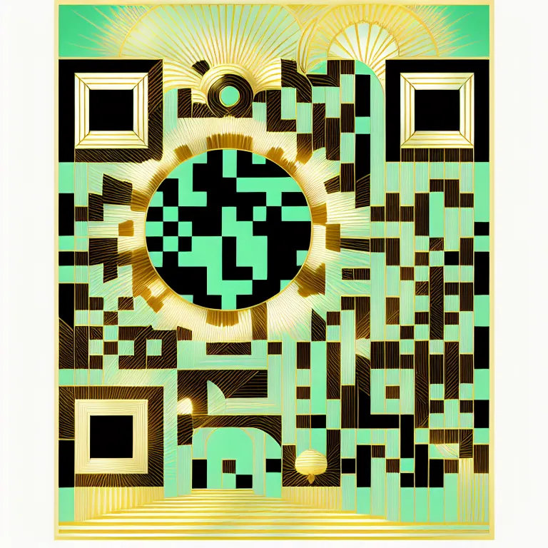 AI QR art in the art deco style preset; it encodes makeqr.art