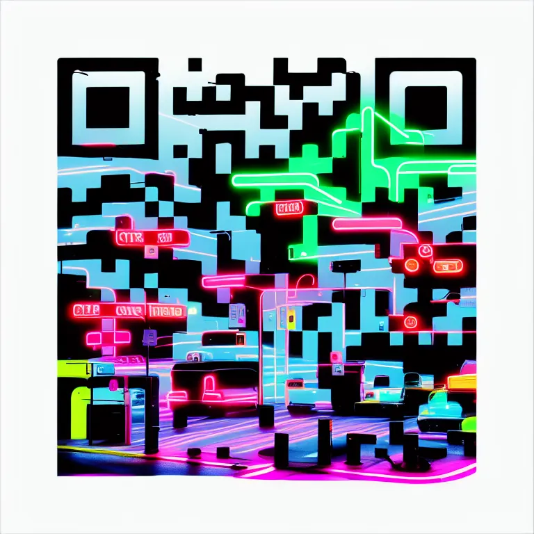 AI QR art in the midnight neon style preset; it encodes makeqr.art